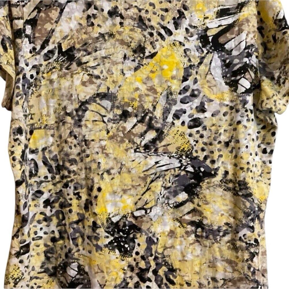 Style&co Top Womens XL Yellow Black White Abstract Tie Dye Stretch‎ Lightweight - Picture 3 of 7